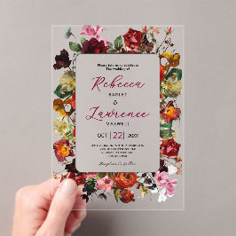 Invitaciones Acrílicas Elegante boda floral colorida de verano otoñal