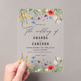 Invitaciones Acrílicas Elegante Boda floral de la Marina Azul