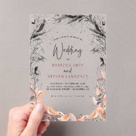 Invitaciones Acrílicas Elegante boda floral lila gris chic