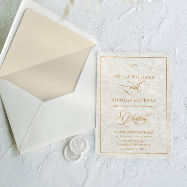Invitaciones Acrílicas Elegante Boda floral monograma crema (Subido por el creador)