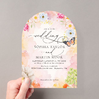 Invitaciones Acrílicas Elegante boda floral pastel acuarela