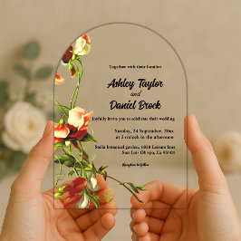 Invitaciones Acrílicas Elegante Boda floral rústico de flores botánicas