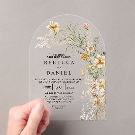 Invitaciones Acrílicas Elegante Boda floral Terracota & Beige Boho