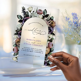 Invitaciones Acrílicas Elegante Boda Floral Turquesa Morada