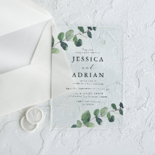Invitaciones Acrílicas Elegante Boda Leafy Green