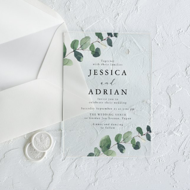Invitaciones Acrílicas Elegante Boda Leafy Green (Subido por el creador)