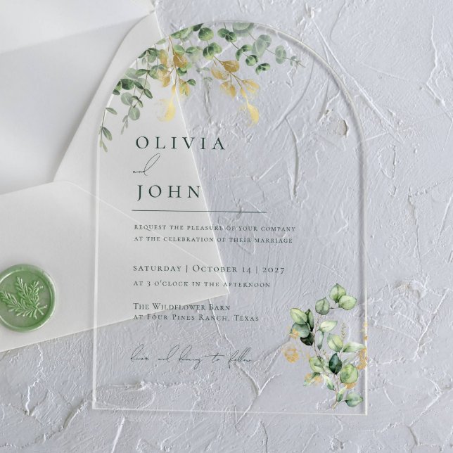 Invitaciones Acrílicas Elegante Boda Minimalista Eucaliptus (Subido por el creador)