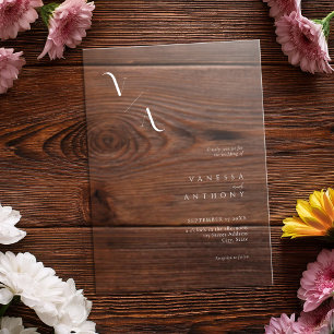 Invitaciones Acrílicas Elegante Boda Minimalista Moderna Helada