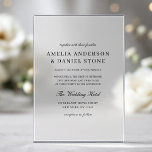 Invitaciones Acrílicas Elegante Boda Minimalista moderno<br><div class="desc">Las elegantes invitaciones Minimalistas Bodas de acrílico aportan sencillez y estilo a un diseño elegante y refinado. Diseñadas a partir de acrílico de alta calidad y transparente, estas invitaciones destacan la estética minimalista con líneas depuradas y la tipografía contemporánea, perfecta para parejas que valoran la elegancia subestimada. El material acrílico,...</div>
