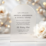 Invitaciones Acrílicas Elegante Boda Minimalista moderno<br><div class="desc">Las elegantes invitaciones Minimalistas Bodas de acrílico aportan sencillez y estilo a un diseño elegante y refinado. Diseñadas a partir de acrílico de alta calidad y transparente, estas invitaciones destacan la estética minimalista con líneas depuradas y la tipografía contemporánea, perfecta para parejas que valoran la elegancia subestimada. El material acrílico,...</div>
