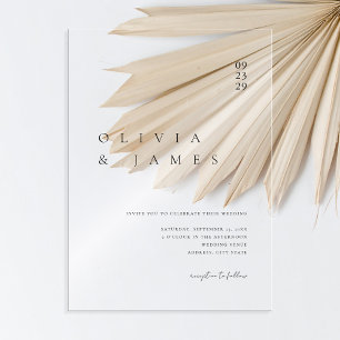 Invitaciones Acrílicas Elegante Boda Minimalista moderno