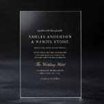 Invitaciones Acrílicas Elegante Boda Minimalista moderno<br><div class="desc">Las elegantes invitaciones Minimalistas Bodas de acrílico aportan sencillez y estilo a un diseño elegante y refinado. Diseñadas a partir de acrílico de alta calidad y transparente, estas invitaciones destacan la estética minimalista con líneas depuradas y la tipografía contemporánea, perfecta para parejas que valoran la elegancia subestimada. El material acrílico,...</div>