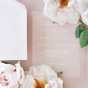 Invitaciones Acrílicas Elegante Boda Minimalista Transparente