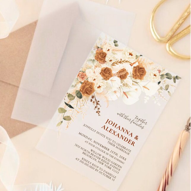 Invitaciones Acrílicas Elegante Boda moderno de Terracota (Subido por el creador)