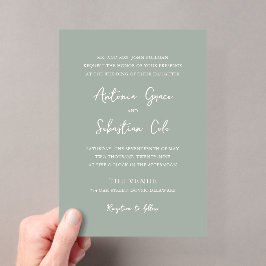 Invitaciones Acrílicas Elegante Boda moderno verde sabio