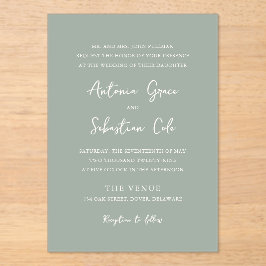 Invitaciones Acrílicas Elegante Boda moderno verde sabio