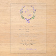 Elegante Boda Monograma de Lavanda Wreath & Bow