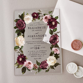 Invitaciones Acrílicas Elegante Boda morboso oscuro de Moody Floral