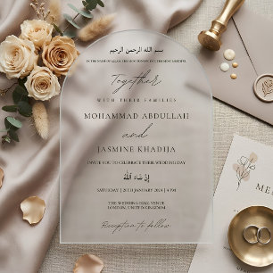 Invitaciones Acrílicas Elegante Boda Musulmana Minimalista