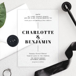 Invitaciones Acrílicas Elegante Boda Negra Moderna
