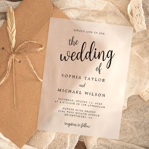 Invitaciones Acrílicas Elegante Boda negro con letras de mano