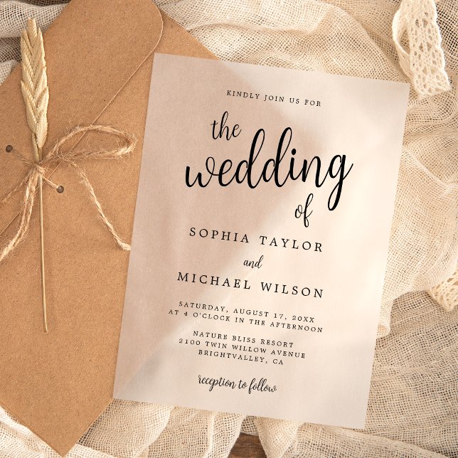 Invitaciones Acrílicas Elegante Boda negro con letras de mano (Subido por el creador)