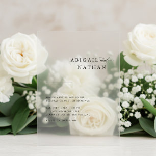 Invitaciones Acrílicas Elegante Boda negro Minimalista moderno transparen