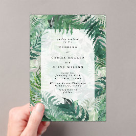 Invitaciones Acrílicas Elegante Boda pintado de mano de vegetación de Lea