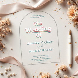 Invitaciones Acrílicas Elegante Boda retro de los años 70 Groovy elegante