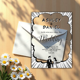 Invitaciones Acrílicas Elegante Boda romántico de libros de historietas e