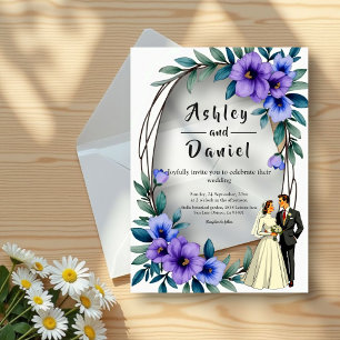 Invitaciones Acrílicas Elegante Boda Rústico Floral Wreath Bride Groom