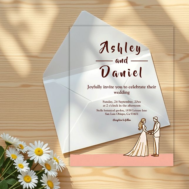 Invitaciones Acrílicas Elegante Boda Sencillo Negro Y Blanco De La Novia  (Subido por el creador)