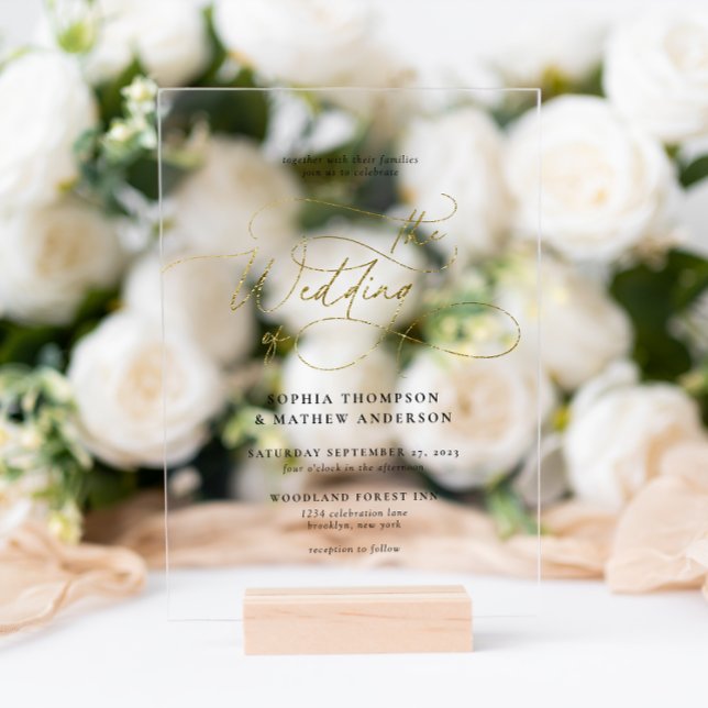 Invitaciones Acrílicas Elegante Boda sofisticado de guiones (Subido por el creador)