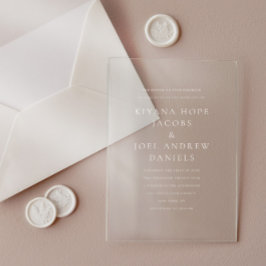 Invitaciones Acrílicas Elegante Boda y Ampersor Mínimo Clásico