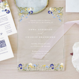 Invitaciones Acrílicas Elegante Boho Botánico Flores silvestres Boda de g