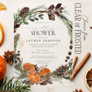 Invitaciones Acrílicas Elegante Boho Greenery Citrus Fall Wedding Ducha