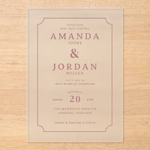 Invitaciones Acrílicas Elegante borde de crema sofisticado