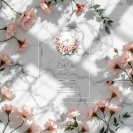 Invitaciones Acrílicas Elegante Bow Floral Monograma Baby Shower