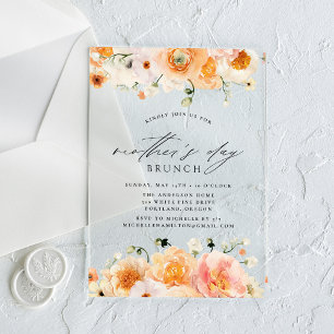 Invitaciones Acrílicas Elegante brunch del día de la madre de la floral d