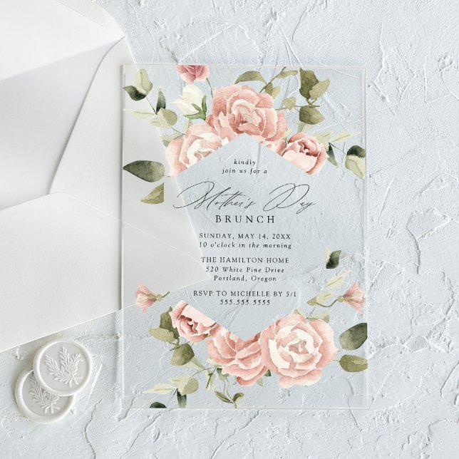 Invitaciones Acrílicas Elegante brunch del Día de la Madre en el Rosa de  (Subido por el creador)