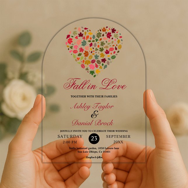 Invitaciones Acrílicas Elegante caída deja a Boda romántico floral del co (Subido por el creador)