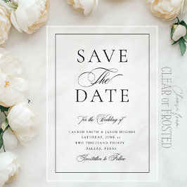 Invitaciones Acrílicas Elegante caligrafía Boda clásica Guardar la fecha