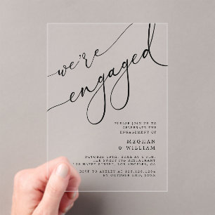Invitaciones Acrílicas Elegante caligrafía El Partido Comprometido
