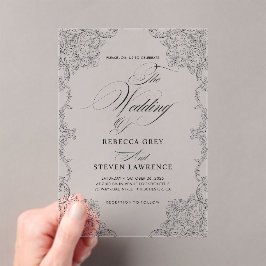 Invitaciones Acrílicas Elegante caligrafía formal transparente para boda