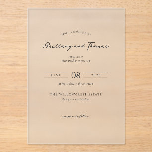 Invitaciones Acrílicas Elegante Caligrafía Negra