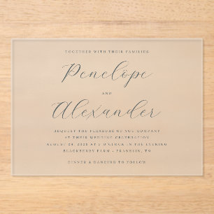 Invitaciones Acrílicas Elegante Caligrafía Negra