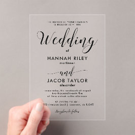 Invitaciones Acrílicas Elegante caligrafía negra elegante Boda elegante