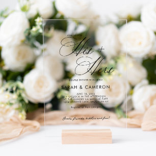 Invitaciones Acrílicas Elegante caligrafía Su Ducha Pareja