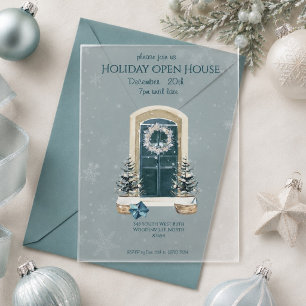 Invitaciones Acrílicas Elegante Casa Abierta de Vacaciones de Invierno en