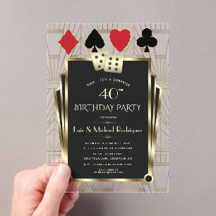 Invitaciones Acrílicas Elegante Casino Royale Las Vegas Poker Cumpleaños